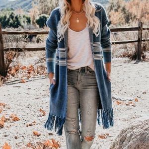 VICI - For Miles And Miles Cotton Pocketed Fringe Cardigan